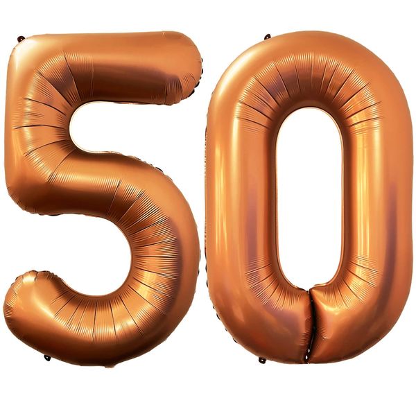 Number 50 Orange Balloons 40 Inch Giant Orange 50 Number Foil Helium Balloons for 50th Orange Birthday Party Supplies 50th Anniversary Events Decorations