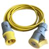K M Electronics 110V 16A PLUG TO SOCKET YELLOW EXTENSION SITE GENERATOR TRANSFORMER POWER CABLE (1M)