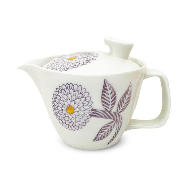 J-kitchens Hasamiyaki, Small Teapot, Made in Japan, 8.5 fl oz (240 ml), For 1 - 2 People, With Tea Strainer, Dahlia, Purple