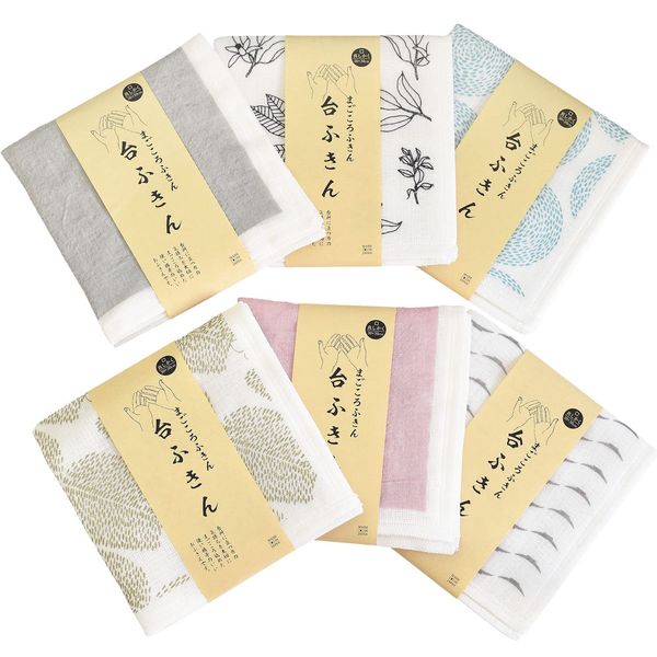 Trampalan Mosquito Net Fabric, Table Cloth, Set of 6, Magokoro Dish Towels, Shin Shikaku, 7 Layers, Made in Nara Prefecture, Quick Drying, Absorbency