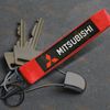 MITSUBISHI RED Racing Keychain Metal Backpack key Ring Hook Strap Lanyard Nylon