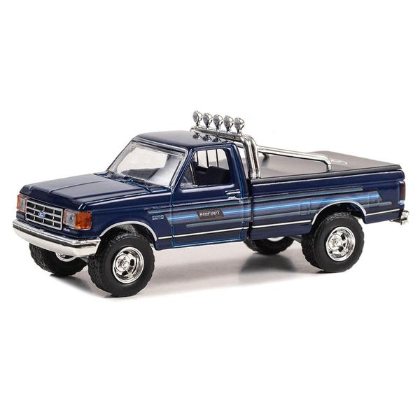 1987 F-250 XLT Lariat Pickup Truck Blue with Stripes and Blue Interior Bigfoot Cruiser #1" "Hobby Exclusive Series 1/64 Diecast Model Car by Greenlight 30433