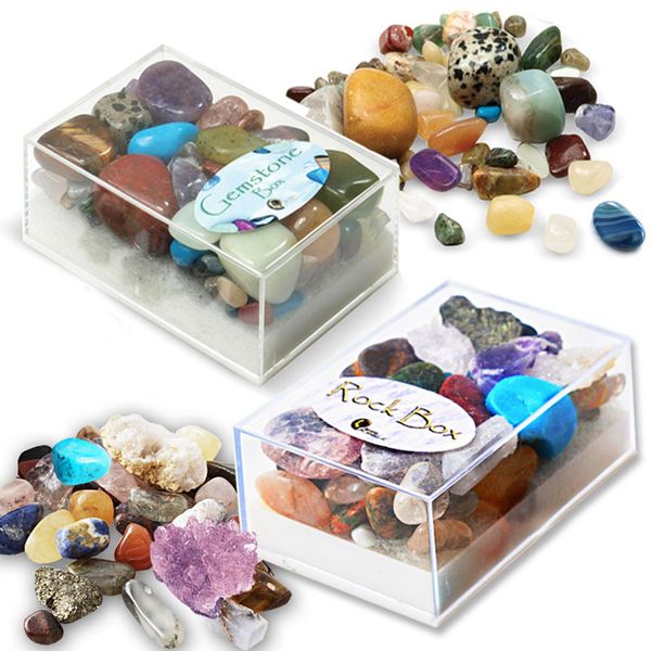 Gemstone and Rock Box Collection. Set of 2 Boxes