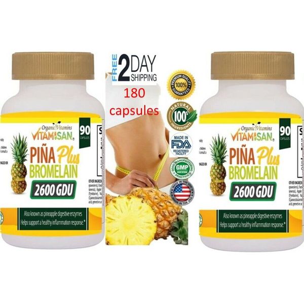 Pina Plus Bromelain 180 cap Digestive Enzymes Ananas Comosus Sunshine Naturals