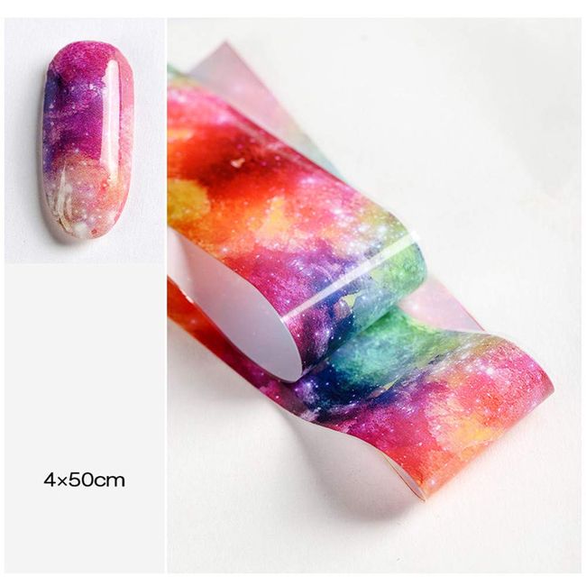 50 Pieces Nail Foil Transfer Stickers, Laser Galaxy Starry Sky Nail Ar –  Beaute Galleria