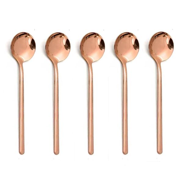 Coffee Spoon, Tea Spoon, 5 Piece Set, 5.3 inches (13.5 cm), Spoon Set, 18-8 Stainless Steel, Dishwasher Safe, Madras Spoon, Tea, Dessert Spoon, Stylish, Rose Gold