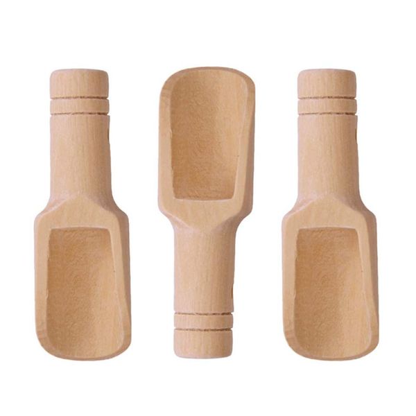 3 pcs Mini Wooden Salt Spoons, Bath Salt Scoops, 0.9 x 3.1 inches, Wooden Candy Spoon, Mini Wooden Scoop Natural Scoop for Kitchen, Bath Salts, Powder, Tea & More, Eco-Friendly, Easy to Clean