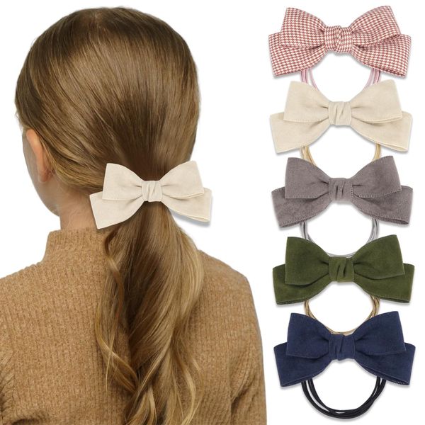 5Pcs Bow Scrunchies Velvet Bowknot Ponytail Holder Hair Ties Rubber Bands for Women Girls Hair Accessories