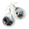 Black/White Teardrop Wood Drop Earrings - 60mm Long