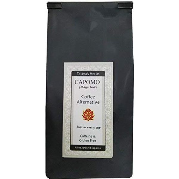 Capomo Coffee Alternative and Substitute - Caffeine Free, Gluten Free, Dark Roast - Maya Nut, Eco Friendly Herbal Coffee - 48 oz. From Tattva's Herbs