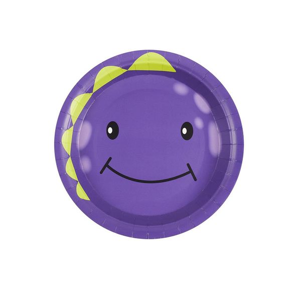 Smiffys Monster Tableware, Party Plates, Purple x8 300g, 23cm Diameter, Halloween Fancy Dress Accessory, Monster Dress Up Party Goods