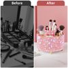 360° Rotating Makeup Brush Holder Pink Bling for Countertop Vanity Organization