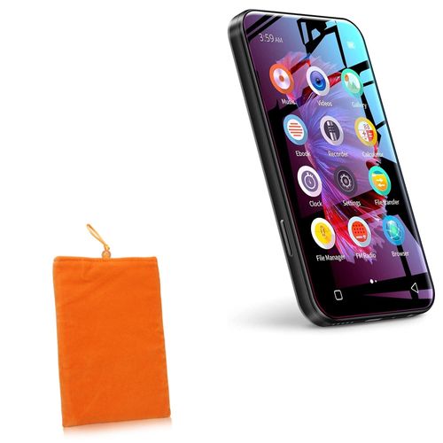 BoxWave Case Compatible with TIMMKOO WiFi Mp3 Player - Velvet Pouch, Soft Velour Fabric Bag Sleeve with Drawstring - Bold Orange