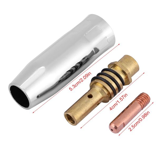 TOPINCN 11pcs 15AK Nozzle, Welding Torch Contact Tip, Welding Tip, Welding Torch Tip, Torch Cover, Welding Torch Accessory, Welding Nozzle, Tip Holder, Contact Tip, Nozzle, Semi-Automatic Welder, MIG/MAG 15AK Torch Gun