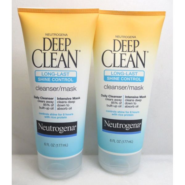 NEUTROGENA DEEP CLEAN SHINE CONTROL CLEANSER/MASK 6 OZ - LOT OF 2