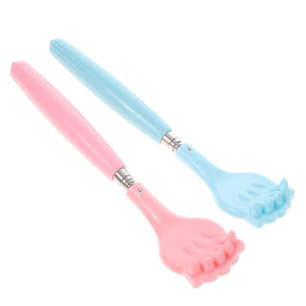 HEALLILY Back Scratcher Extending Metal Extendable Portable Backscratcher Backslap with Plastic Handles Body Massager for Child Elderly Women Men 2pcs (Blue, Pink)