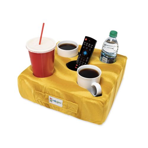 Cup Cozy Deluxe Pillow (Yellow) As Seen on TV -The World's Best Cup Holder! Keep Your Drinks Close and Prevent Spills. Use it Anywhere-Couch, Floor, Bed, Man cave, car, RV, Park, Beach and More!