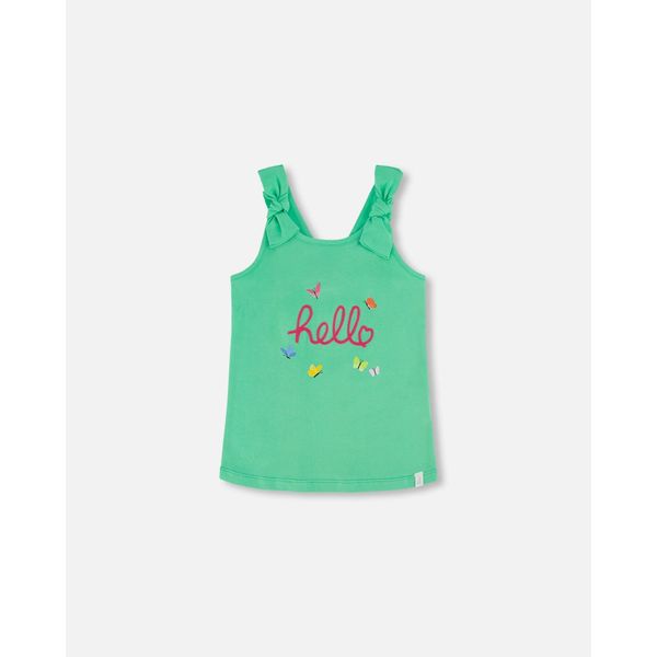 Organic Cotton Tank Top With Print Spring Green - 12