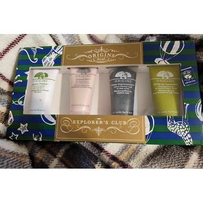 New ORIGINS CULT FAVES  FOUR TRAVEL SIZE EXPLORER'S CLUB  SKIN PRODUCTS  NIB