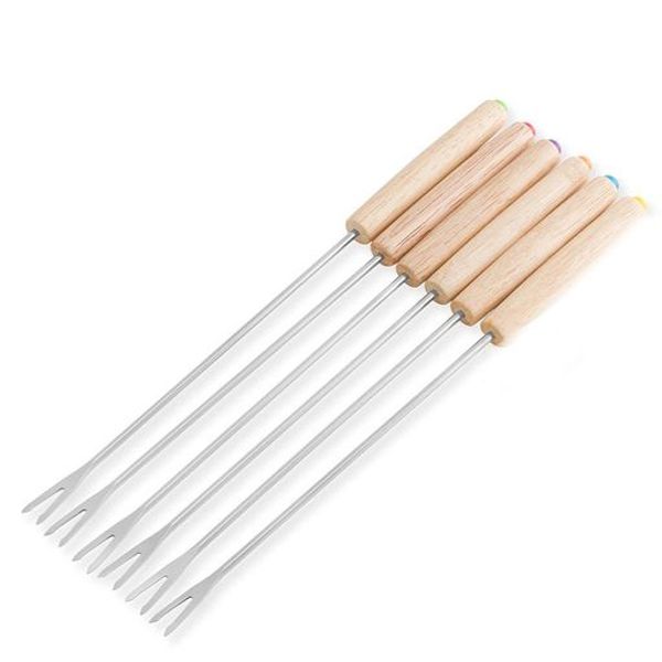 Sennoya Petit Chocolat Chocolate Fondue Fork Cheese Fondue Pick Long (24cm) Wooden Handle Set of 6