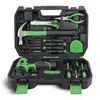 27 Pcs Cordless Drill Household Hand Tool Kit Hammer Pliers Green w/Bits Toolbox