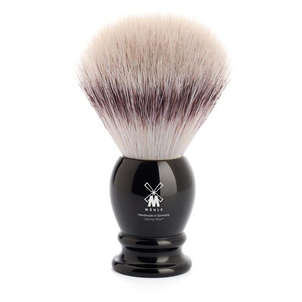 MÜHLE Classic Black Large Silvertip Fiber Shaving Brush - Synthetic Luxury Shave Brush for Men, Rich Lather