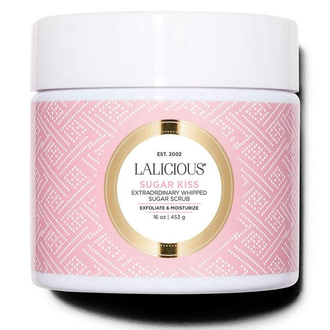 LaLicious Sugar Kiss Extraordinary Whipped Sugar Scrub - Cane Sugar Body Scrub with Coconut Oil & Honey, No Parabens (16oz)