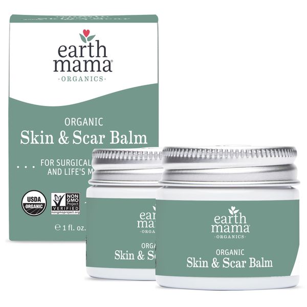 Earth Mama Organic Skin & Scar Balm | Surgical Wound & C-Section Recovery Skin Care, Pregnancy Stretch Mark Scar Treatment with Tamanu Oil & Gotu Kola (2-Pack)