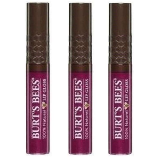 3 Pack Burt's Bees Burgundy Shimmer Lipgloss 100% Natural 269 Starry Night