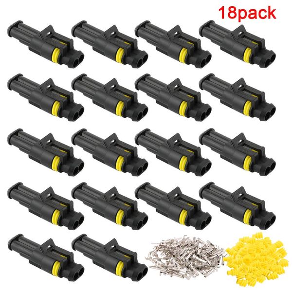QitinDasen 18 Set 2 Polig Auto Wasserdichte Elektrische Steckverbinder, Versiegelte Wasserdichte Kabelverbinder Stecker Steckdose Kit, für Auto LKW Boot