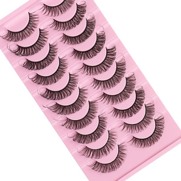 False Eyelashes, Russian Strip Lashes, Natural Look Wispy False Lashes 10 Pairs Lightweight Lashes Pack (#05)