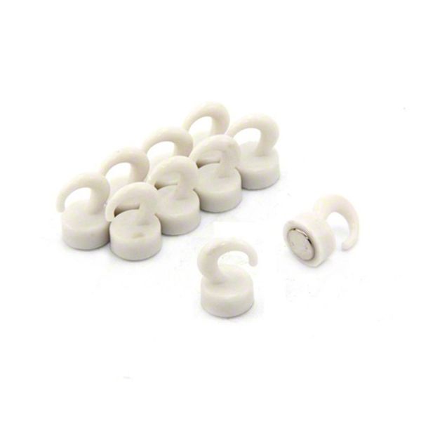 first4magnets™ F4MK12-10 Magnet Expert White Plastic Mini Magnetic Hooks - 1kg Pull ( 12mm dia x 20mm tall ) ( Pack of 10 )