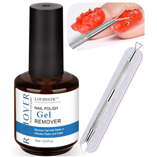 LOUINSTIC Gel Polish Remover: Professional Gel Nail Polish Remover for Nails, 3-5 Minutes Easy Quick Gel Nail Remover