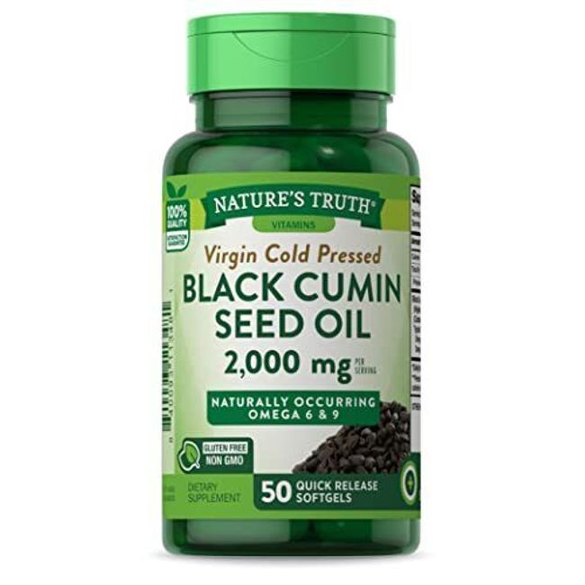 Black Cumin Seed Oil 2000 mg | 50 Softgel Capsules | Cold Pressed Pills | Non...