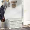 2-Layer Antique Design Shoe Change Bench with Storage Rack Baskets, Cream White