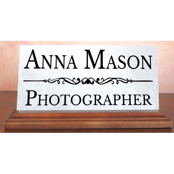 Photographer Desk Nameplate Gift Custom Personalized Name Plate - Solid Marble
