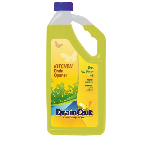 Drain OUT Kitchen Drain Opener and Drain Cleaner, Food and Grease Remover, Fresh Citrus - 32 Ounce