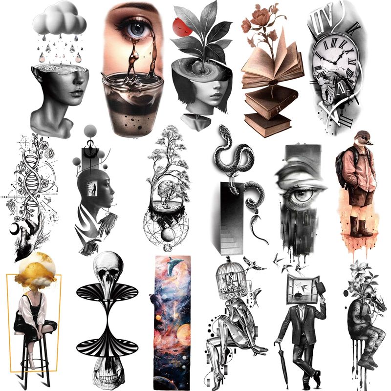 Temporary Tattoos for Adult Men And Women, 77 Sheets Abstract Style ...