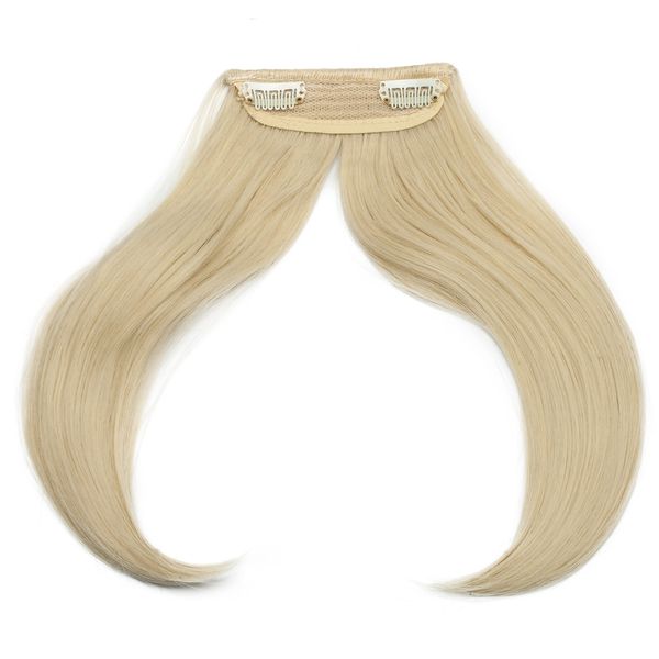 SEGO Clip in Pony Haarteil Extensions Fringe Bangs One Piece In Front Hair Verlängerung glatt wie Echthaar Golden Mix Bleichblond