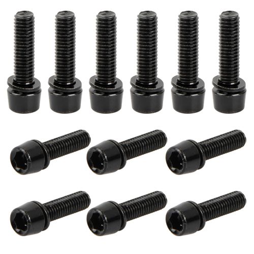 Pack of 12 Bicycle Stem Screws, M5 x 18 mm Bicycle Shaft Bolts, Bicycle Stem Bolts with Washers, Cone Head Screw, Bicycle Cone Screws for Mountain Bike (Black)