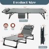 Folding Camping Cot 4-Positions Adjustable Reclining Portable Lounge Chair W/Pad