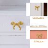 2Pcs Gold Bow Knobs for Dresser, Bow Cabinet Knobs Gold Drawer Pulls Decorative Handle Bow Shape Cabinets Knobs with Screws for Home Kitchen Cabinet Hardware Cupboard