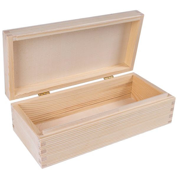 Creative Deco Small Wooden Storage Box | 24 x 11.3 x 7.2 cm | Unpainted Plain Rectangular Box with Lid Trinket Easter Gift Box | Office or Bedroom | Jewellery Box