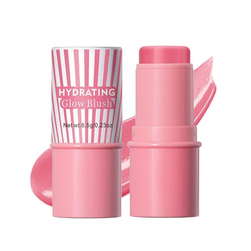 Cream Blush Stick, Natural Glow Finish Looking, Hydrating Lightweight Shiny Blush Cream, Long Wearing Blendable Blush for Cheeks & Lips (#1 Shy Pink, 1 PC)