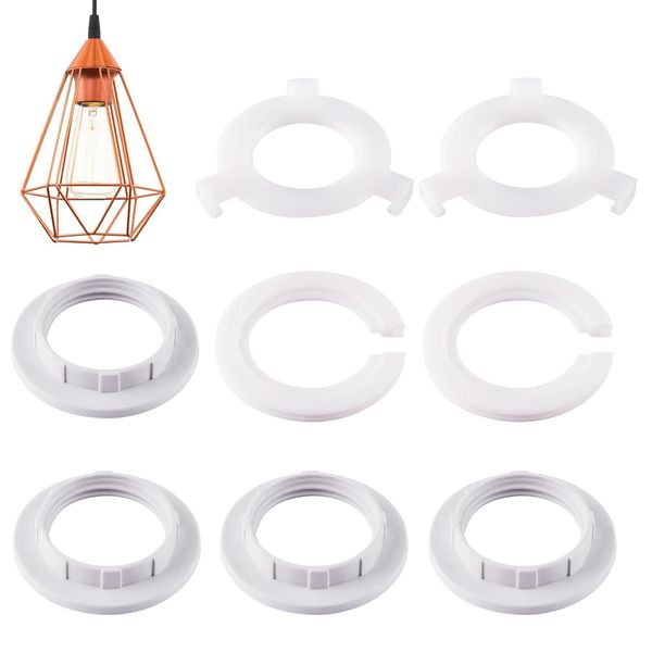 8 Pack Plastic Lampshade Reducer Rings, E14 Lampshade Ring Converters, Socket Replacement Rings, Mounting Lampshade Gasket Adapters, E27 to E14 Lampshade Reducers, Lampshade Adapter Rings