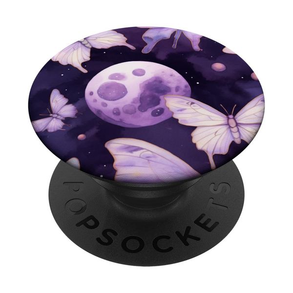 Moonlight Lavender Purple Pattern Cute Moth Lover PopSockets Swappable PopGrip