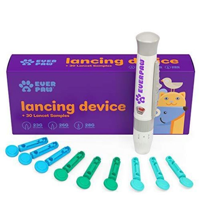 EverPaw Lancing Device Kit + 30 Twist Top Lancets | for Blood Glucose Testing in