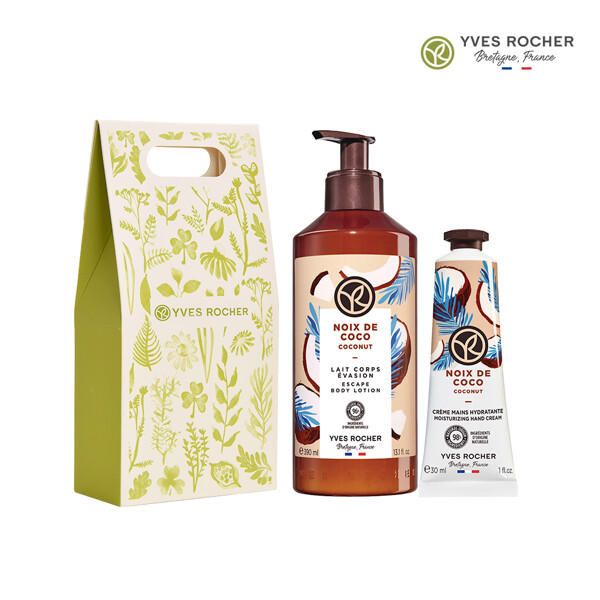 [Gift Box] Yves Rocher Coconut Body Lotion 390ml + Hand Cream 30ml