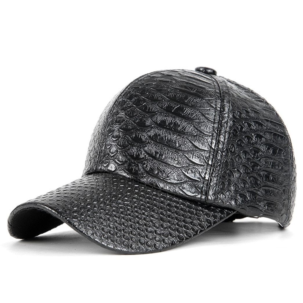 Wuaumx Fashion High Quality PU Snake Leather Baseball Caps For Men Women  Solid Black Faux Leather Cap Casual Snapback Wholesale - EveryMarket