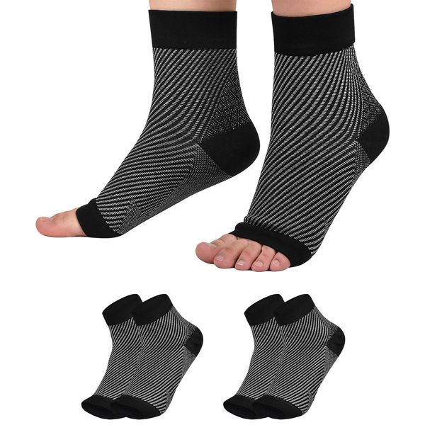 Evolyline 2 Pairs Compression Socks for Women & Men, Plantar Fasciitis Socks with Arch Support, Ankle Support Brace Socks for Sport Arthritis Pain Relief, Promote Blood Circulation